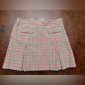 LOFT Red and White Plaid A-Line Skirt